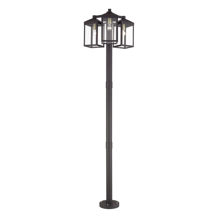 Multi Head Bronze Outdoor Post Light With Antique Brass Accents