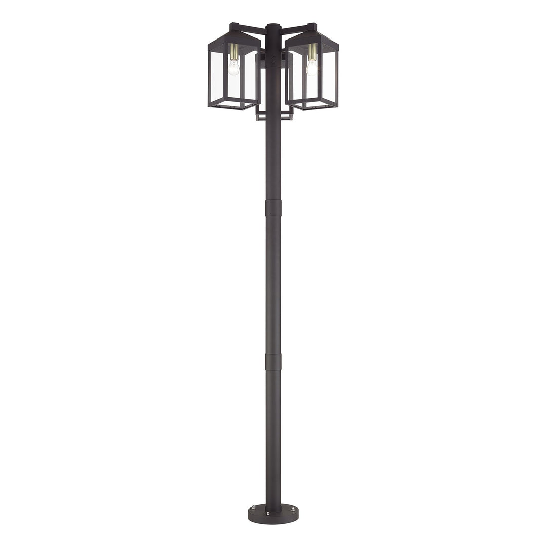 Multi Head Bronze Outdoor Post Light With Antique Brass Accents