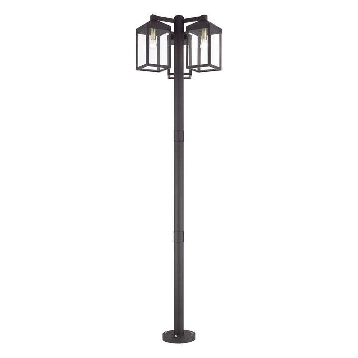 Multi Head Bronze Outdoor Post Light With Antique Brass Accents