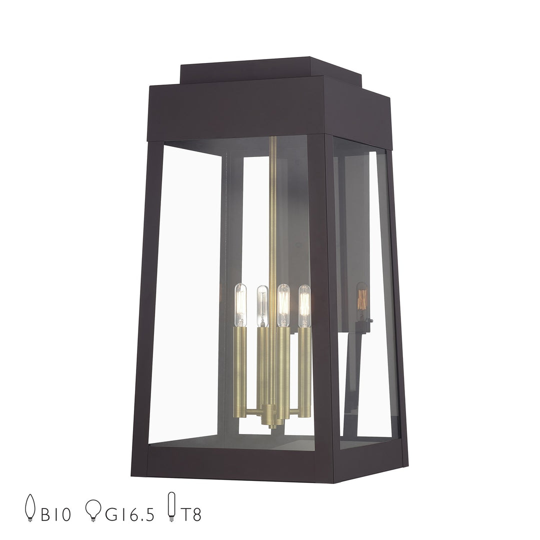 4 Light Bronze Outdoor Extra Large Wall Lantern With Antique Brass Candles by Livex Lighting