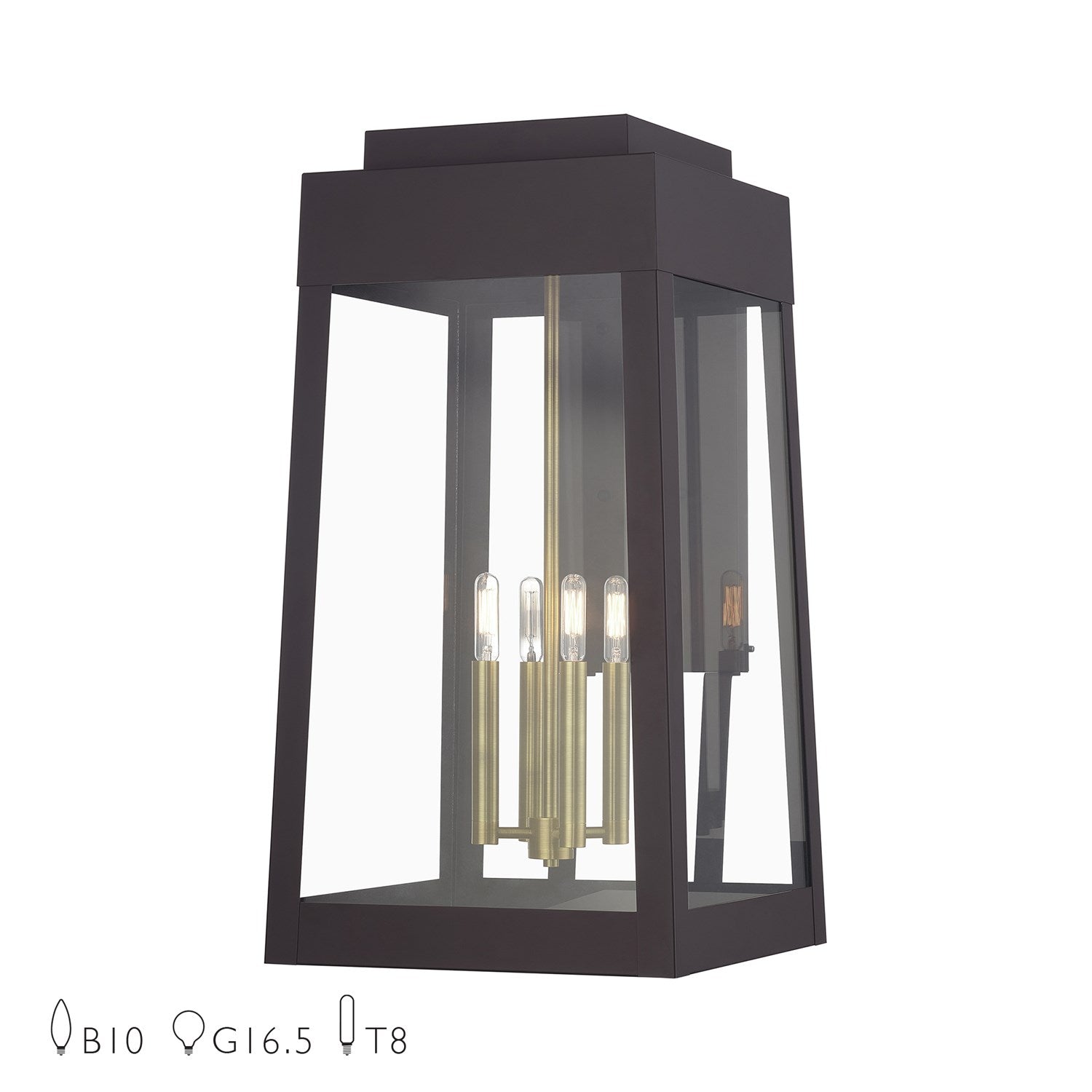 4 Light Bronze Outdoor Extra Large Wall Lantern With Antique Brass Candles by Livex Lighting