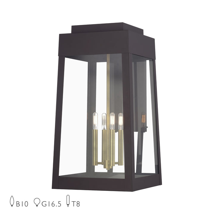4 Light Bronze Outdoor Extra Large Wall Lantern With Antique Brass Candles by Livex Lighting