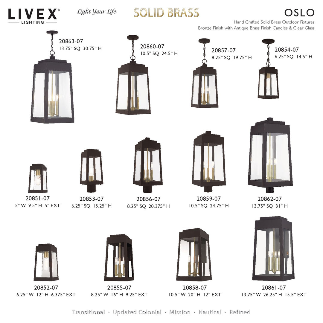 4 Light Bronze Outdoor Extra Large Wall Lantern With Antique Brass Candles