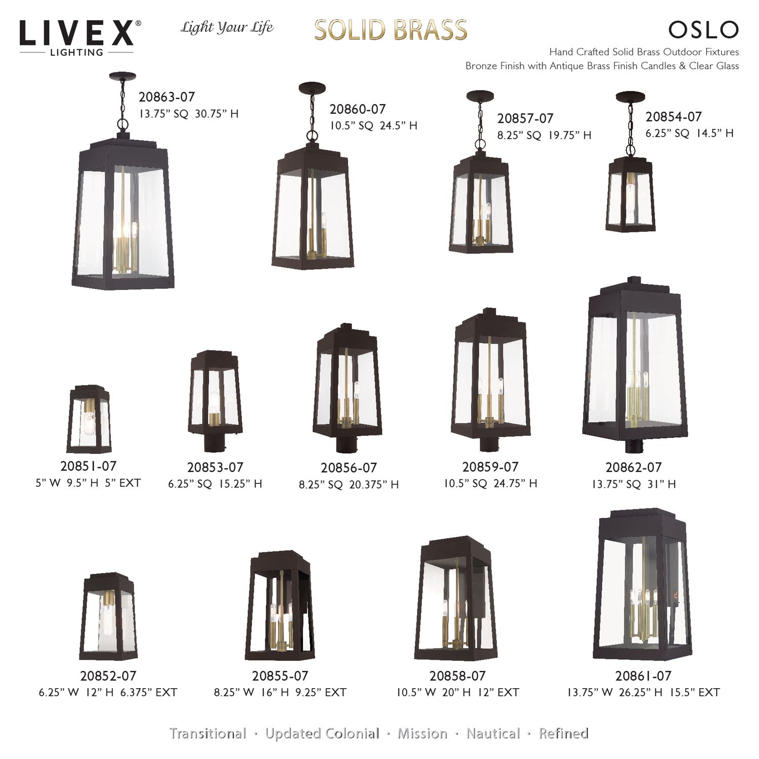 4 Light Bronze Outdoor Extra Large Wall Lantern With Antique Brass Candles