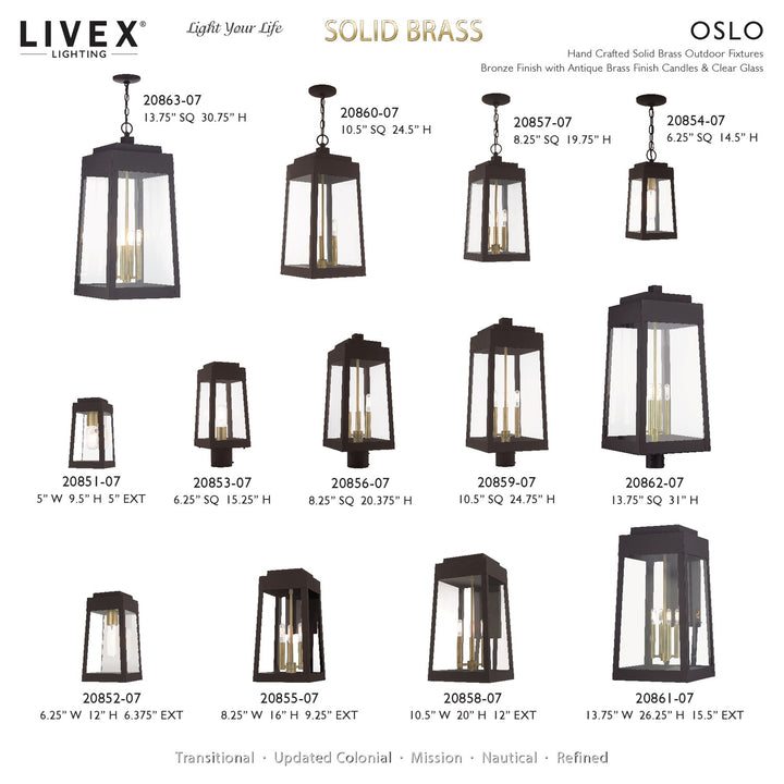 4 Light Bronze Outdoor Extra Large Wall Lantern With Antique Brass Candles
