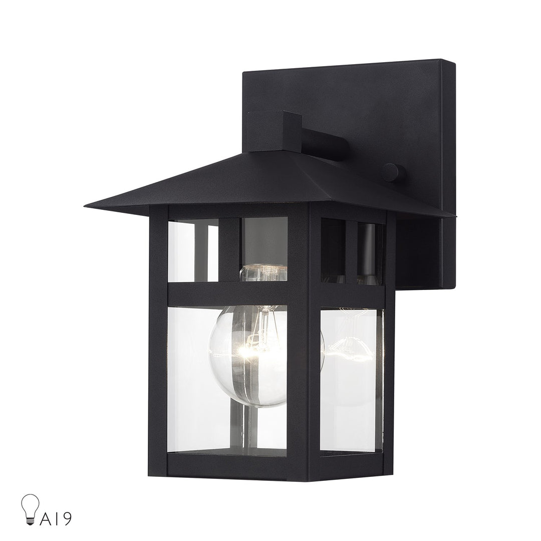 1 Light Satin Gold Small Outdoor Wall Lantern With Clear Glass by Livex Lighting