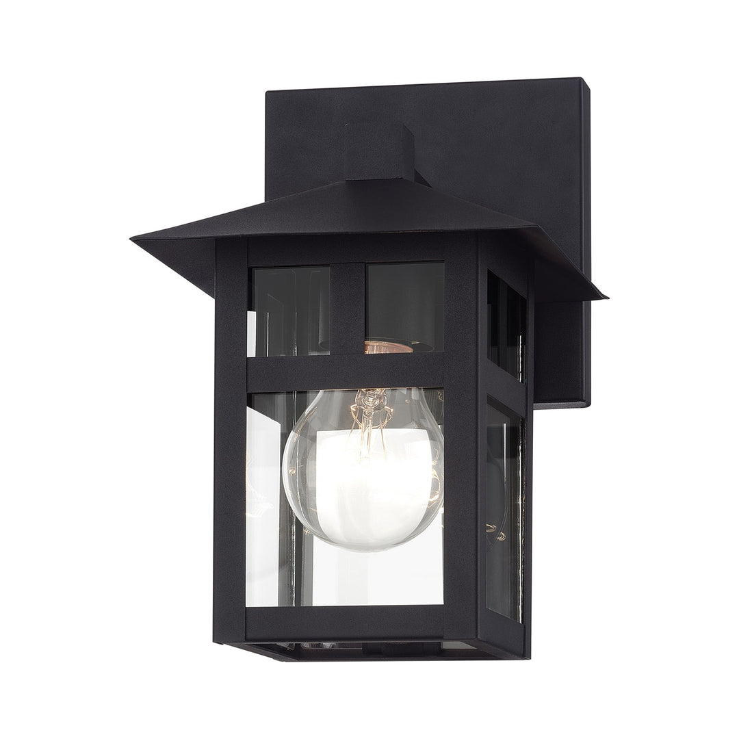 1 Light Satin Gold Small Outdoor Wall Lantern With Clear Glass