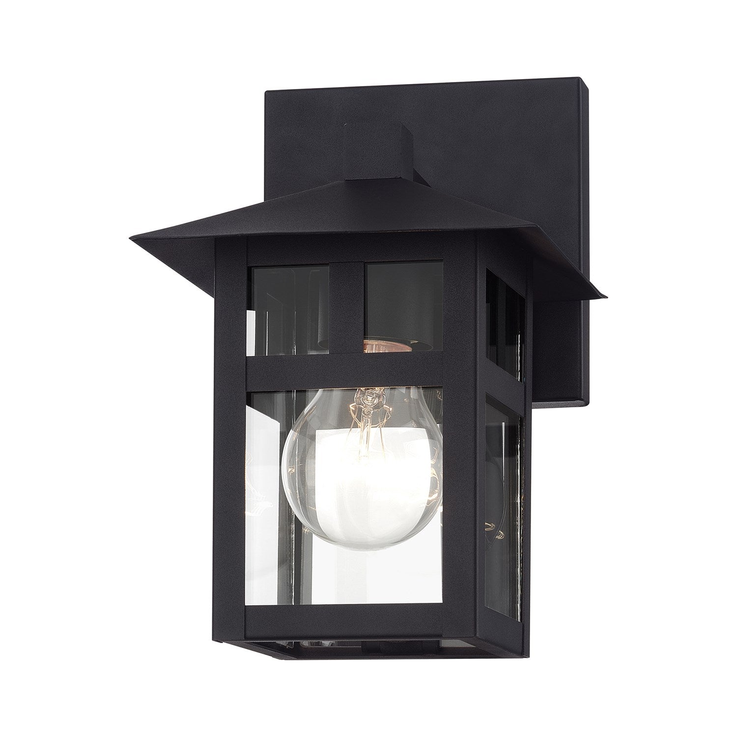 1 Light Satin Gold Small Outdoor Wall Lantern With Clear Glass
