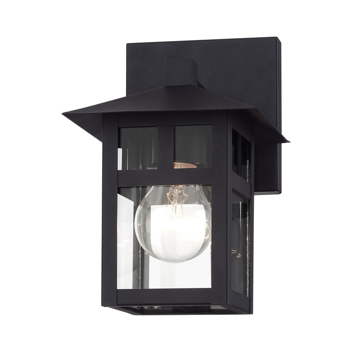 1 Light Satin Gold Small Outdoor Wall Lantern With Clear Glass