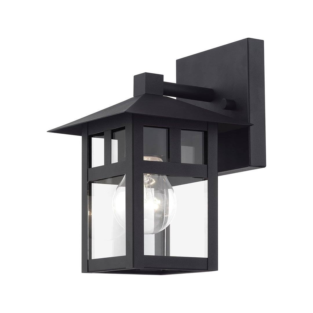 1 Light Satin Gold Small Outdoor Wall Lantern With Clear Glass