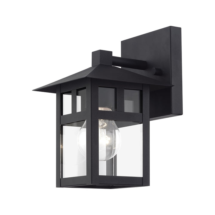 1 Light Satin Gold Small Outdoor Wall Lantern With Clear Glass
