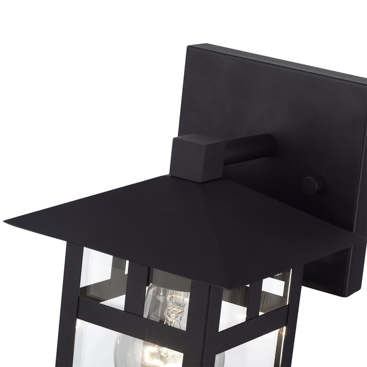 1 Light Satin Gold Small Outdoor Wall Lantern With Clear Glass