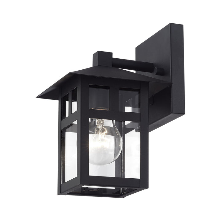 1 Light Satin Gold Small Outdoor Wall Lantern With Clear Glass