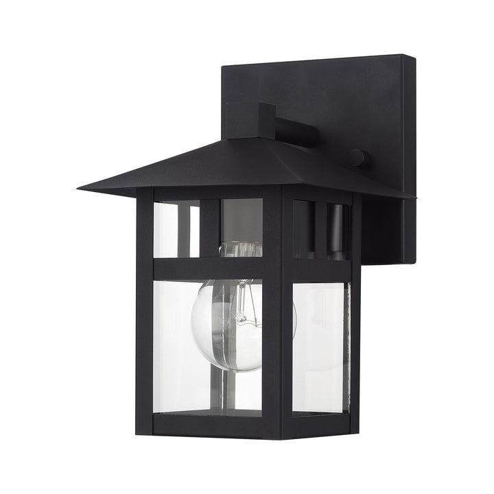 1 Light Satin Gold Small Outdoor Wall Lantern With Clear Glass