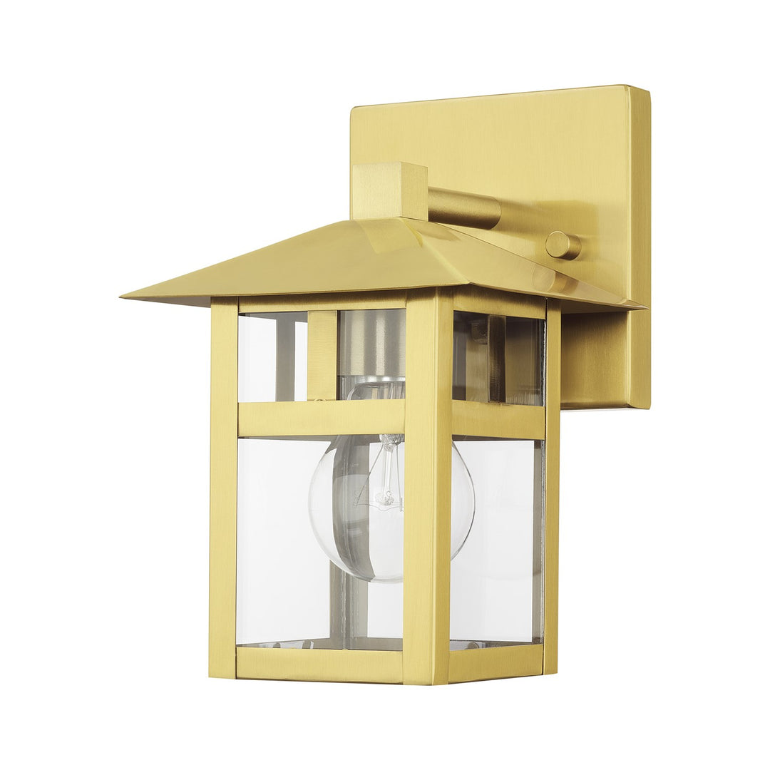 1 Light Textured Black Small Outdoor Wall Lantern With Clear Glass