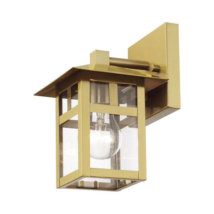 1 Light Textured Black Small Outdoor Wall Lantern With Clear Glass