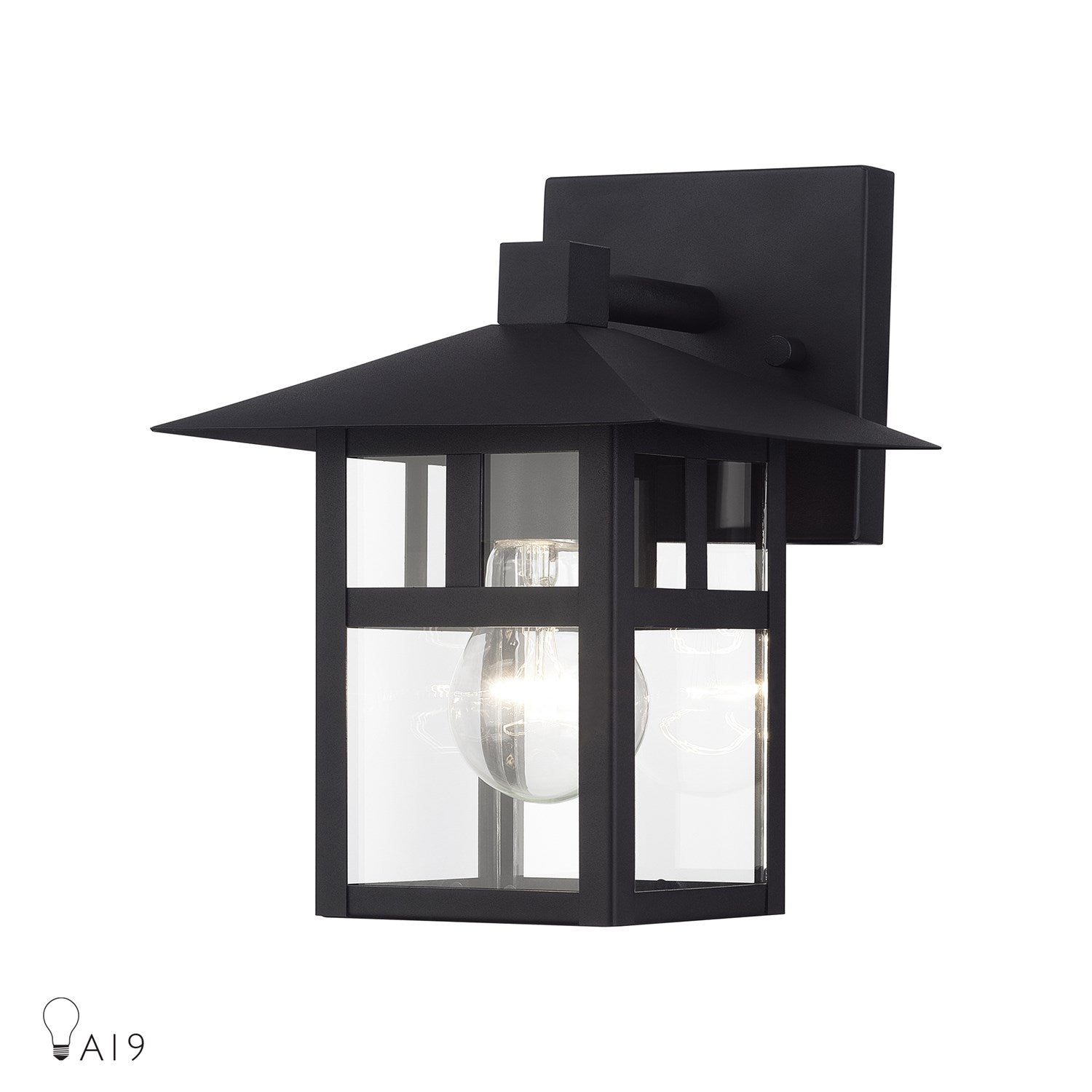 1 Light Satin Gold Medium Outdoor Wall Lantern With Clear Glass by Livex Lighting