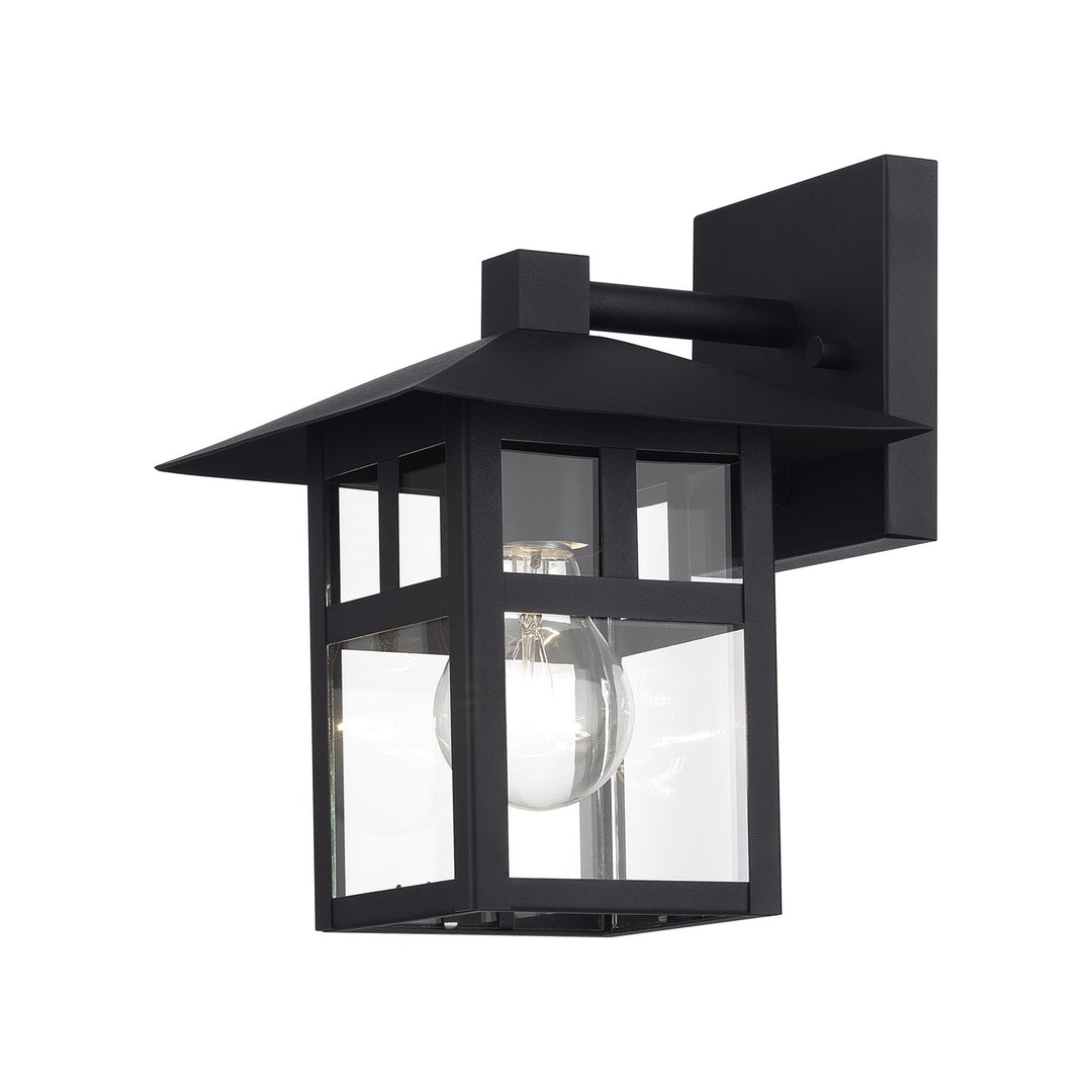 1 Light Satin Gold Medium Outdoor Wall Lantern With Clear Glass