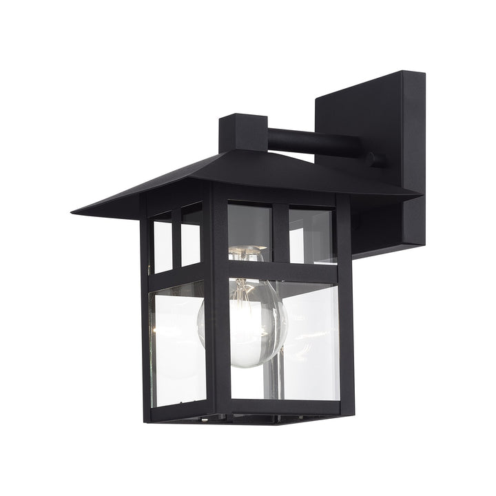 1 Light Satin Gold Medium Outdoor Wall Lantern With Clear Glass