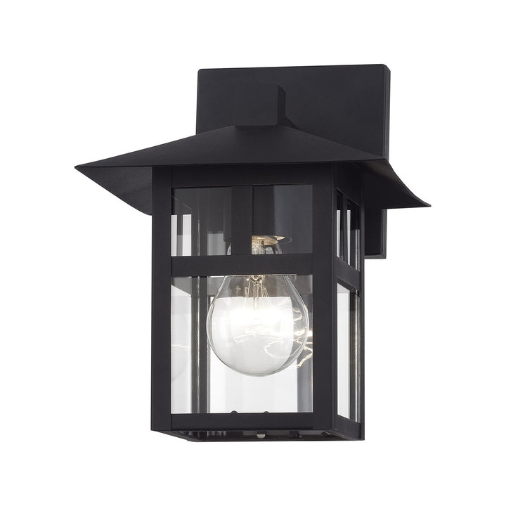 1 Light Satin Gold Medium Outdoor Wall Lantern With Clear Glass