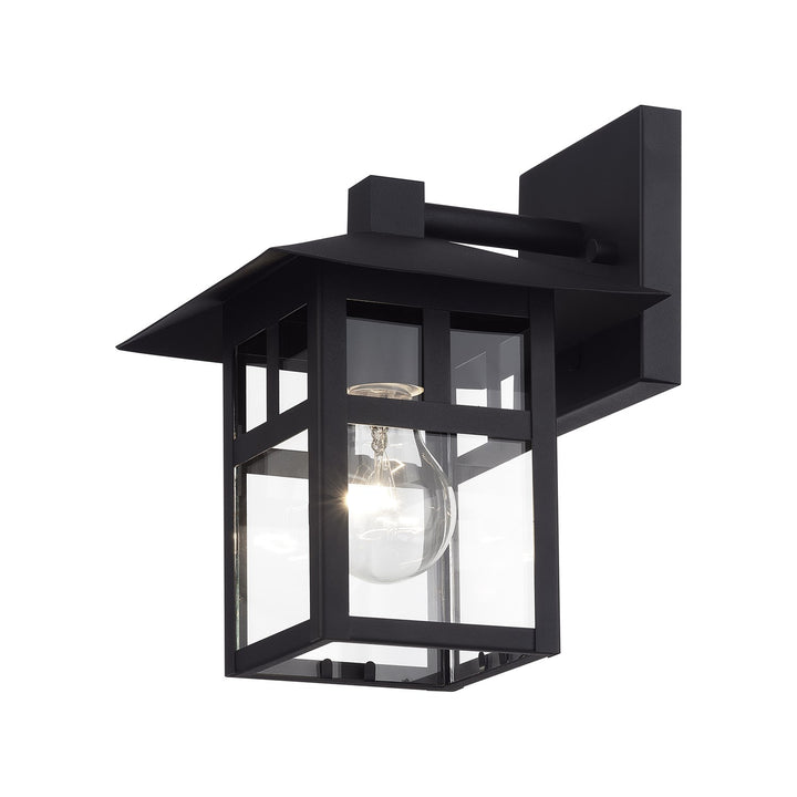 1 Light Satin Gold Medium Outdoor Wall Lantern With Clear Glass