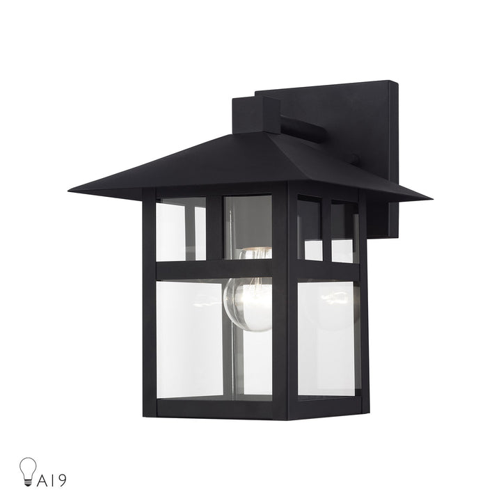 1 Light Satin Gold Large Outdoor Wall Lantern With Clear Glass by Livex Lighting
