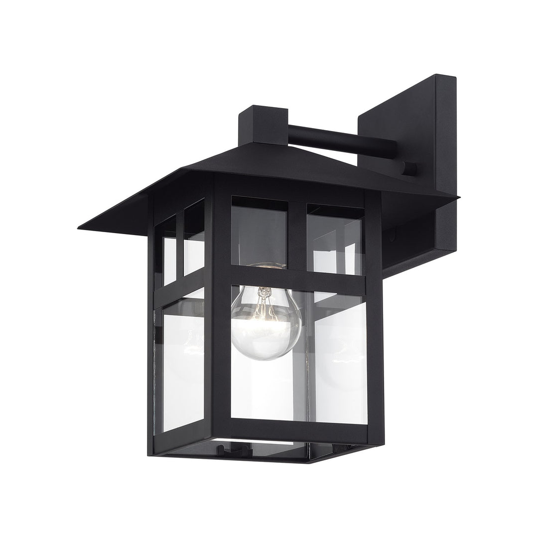 1 Light Satin Gold Large Outdoor Wall Lantern With Clear Glass