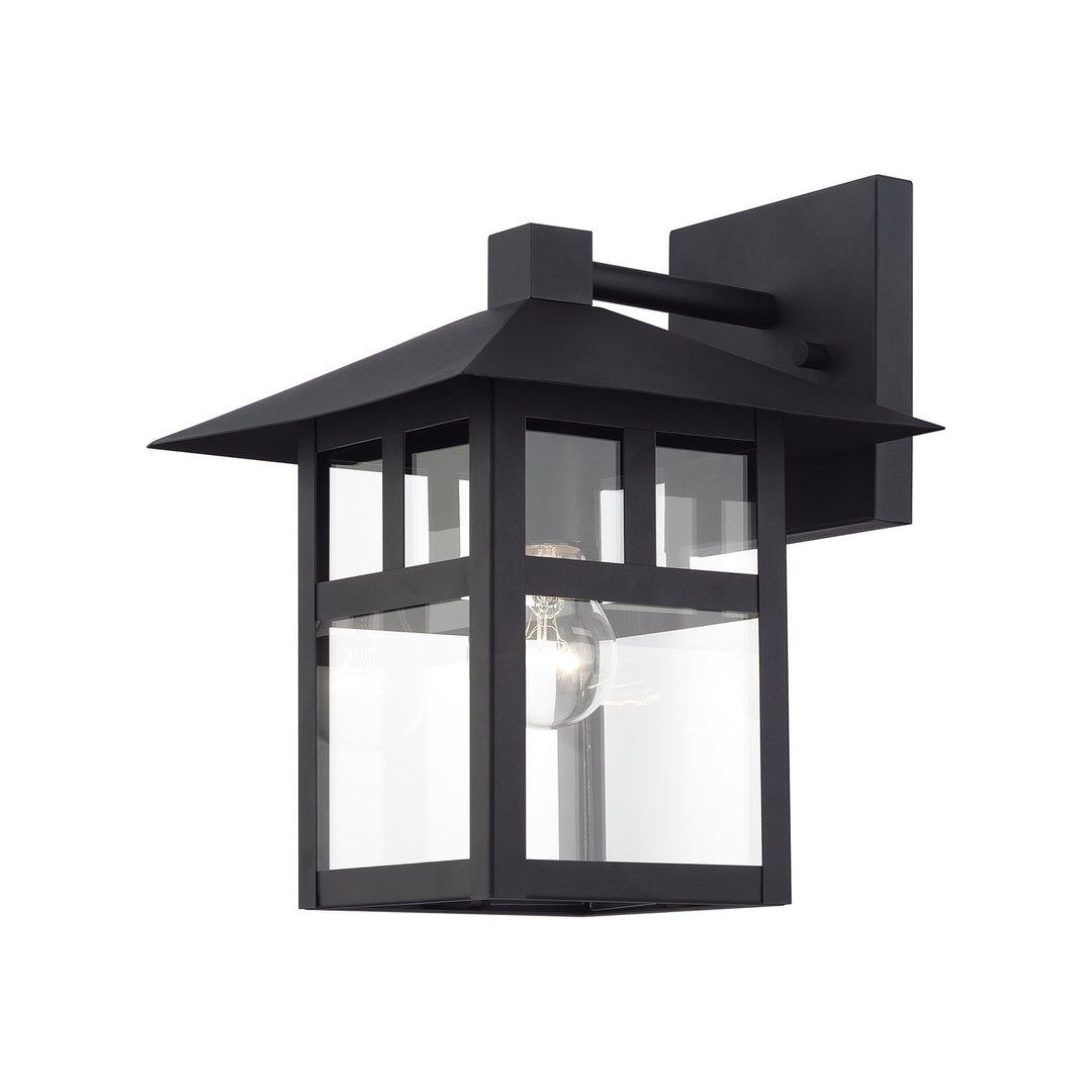 1 Light Satin Gold Large Outdoor Wall Lantern With Clear Glass