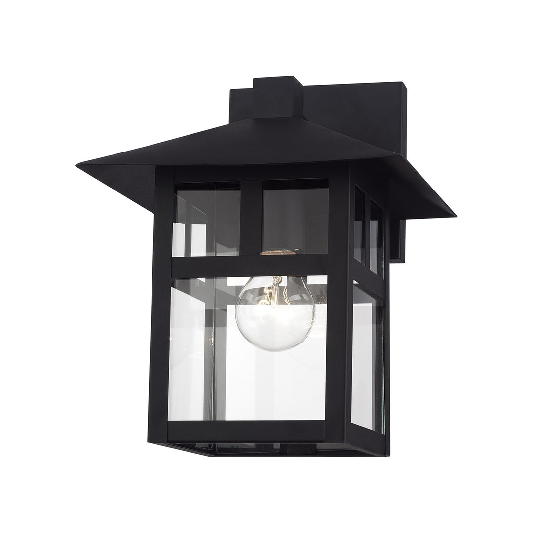 1 Light Satin Gold Large Outdoor Wall Lantern With Clear Glass