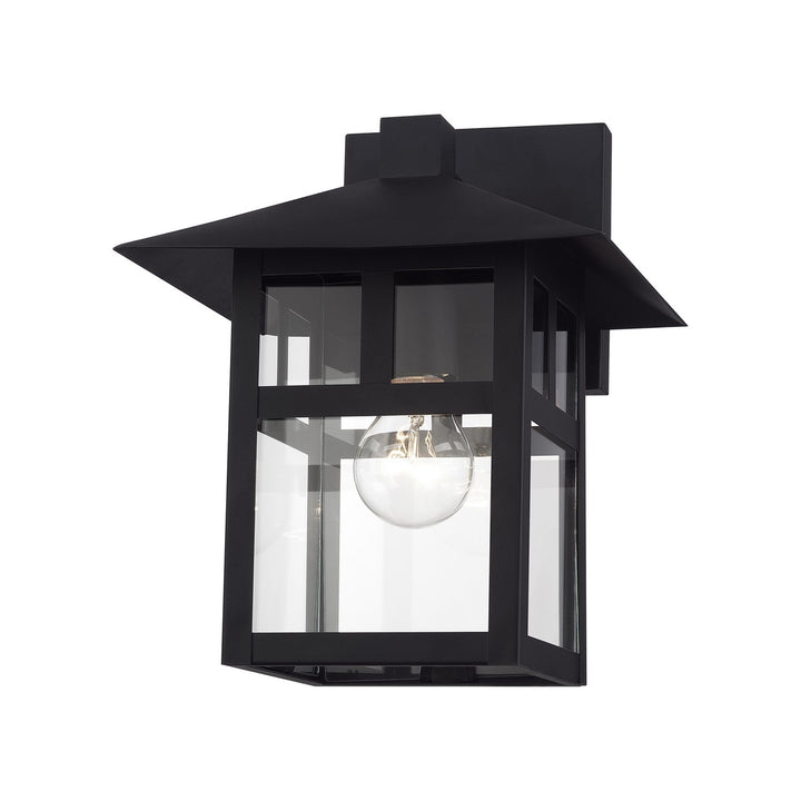 1 Light Satin Gold Large Outdoor Wall Lantern With Clear Glass
