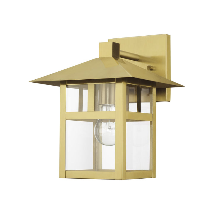 1 Light Textured Black Large Outdoor Wall Lantern With Clear Glass