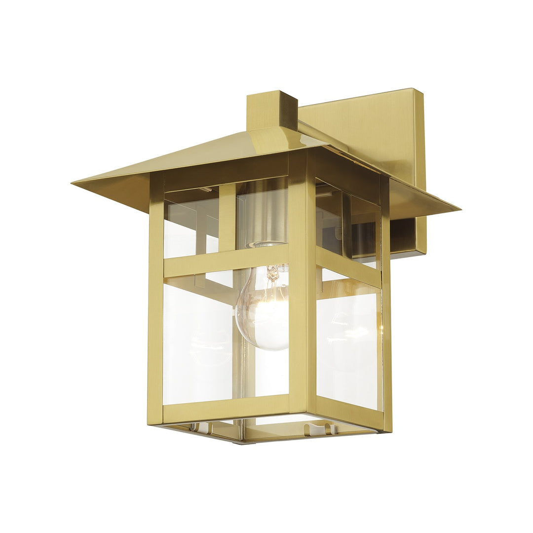 1 Light Textured Black Large Outdoor Wall Lantern With Clear Glass