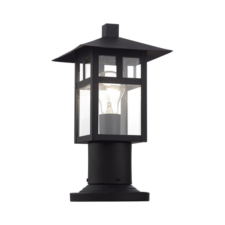 1 Light Satin Gold Medium Outdoor Post Top Lantern With Clear Glass