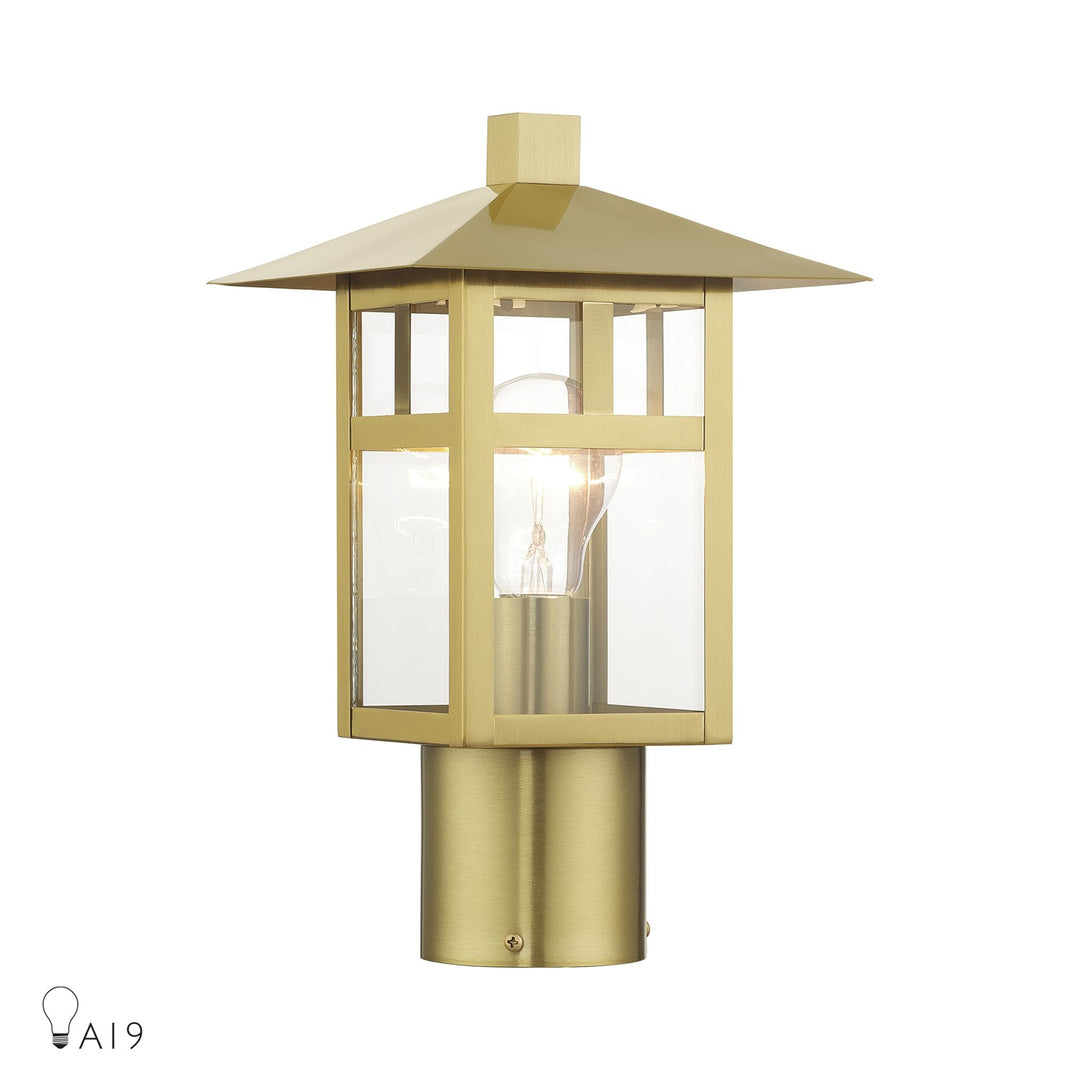 1 Light Textured Black Medium Outdoor Post Top Lantern With Clear Glass by Livex Lighting