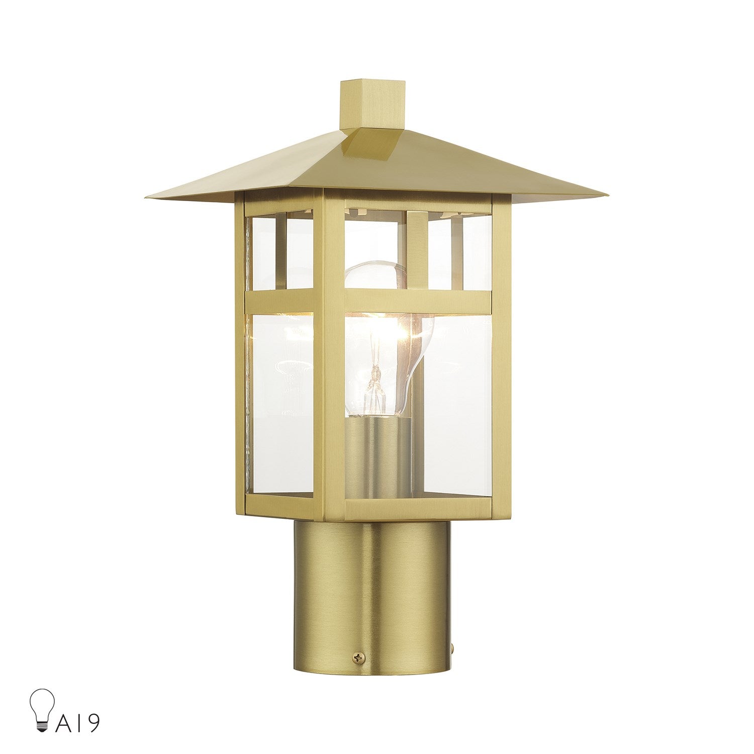 1 Light Textured Black Medium Outdoor Post Top Lantern With Clear Glass by Livex Lighting