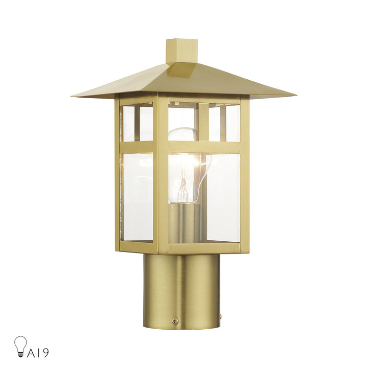1 Light Textured Black Medium Outdoor Post Top Lantern With Clear Glass by Livex Lighting