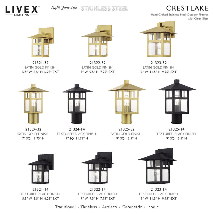 1 Light Textured Black Medium Outdoor Post Top Lantern With Clear Glass