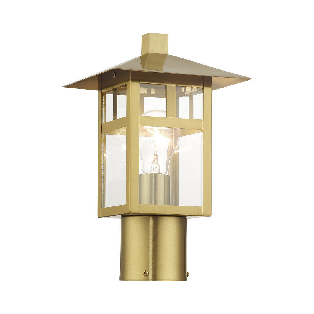 1 Light Textured Black Medium Outdoor Post Top Lantern With Clear Glass