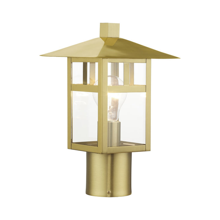 1 Light Textured Black Medium Outdoor Post Top Lantern With Clear Glass