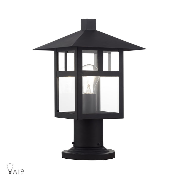 1 Light Satin Gold Large Outdoor Post Top Lantern With Clear Glass by Livex Lighting