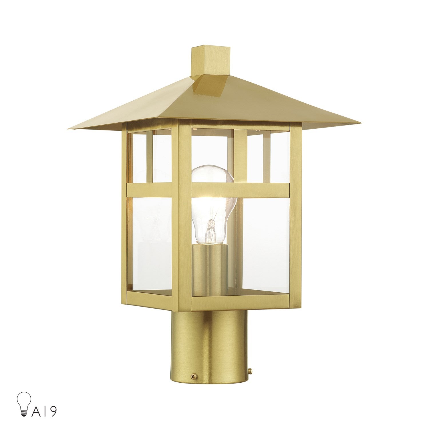 1 Light Textured Black Large Outdoor Post Top Lantern With Clear Glass by Livex Lighting