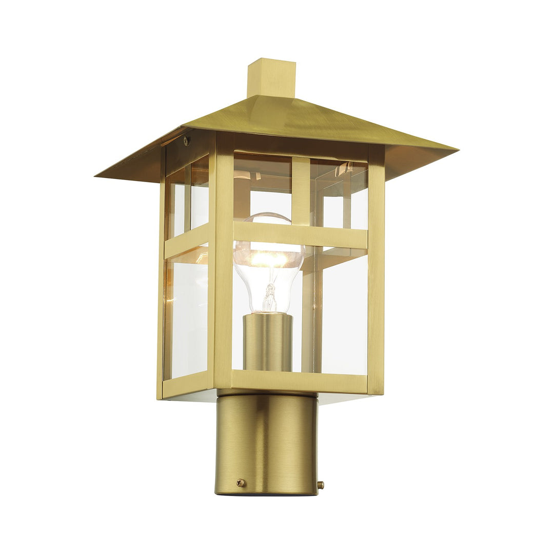 1 Light Textured Black Large Outdoor Post Top Lantern With Clear Glass