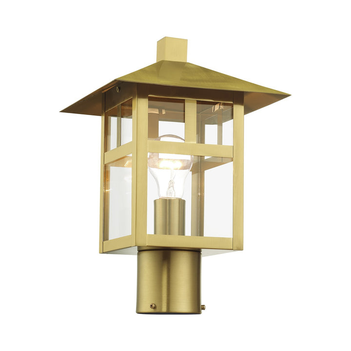 1 Light Textured Black Large Outdoor Post Top Lantern With Clear Glass