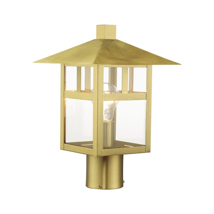1 Light Textured Black Large Outdoor Post Top Lantern With Clear Glass