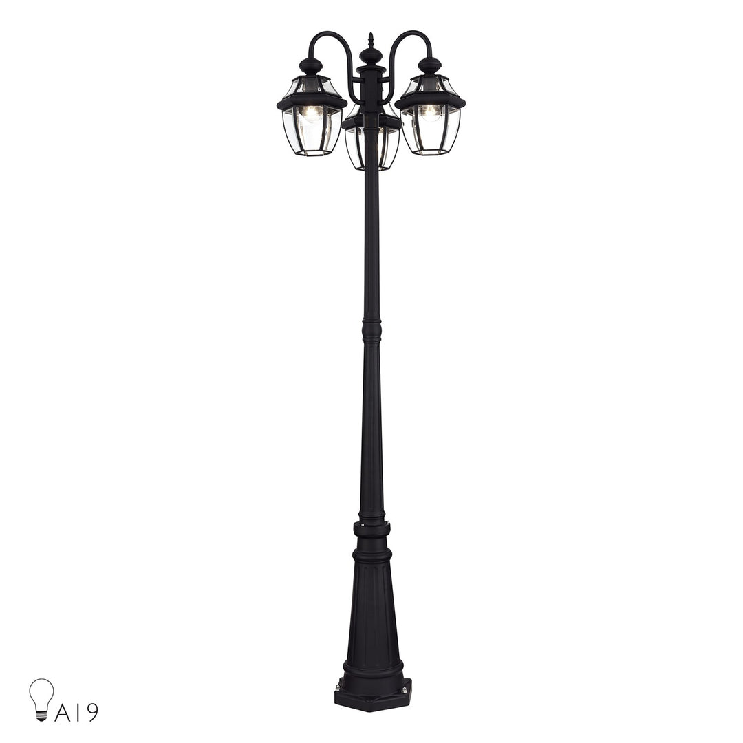 Multi Head Black Outdoor Post Light With Clear Beveled Glass by Livex Lighting