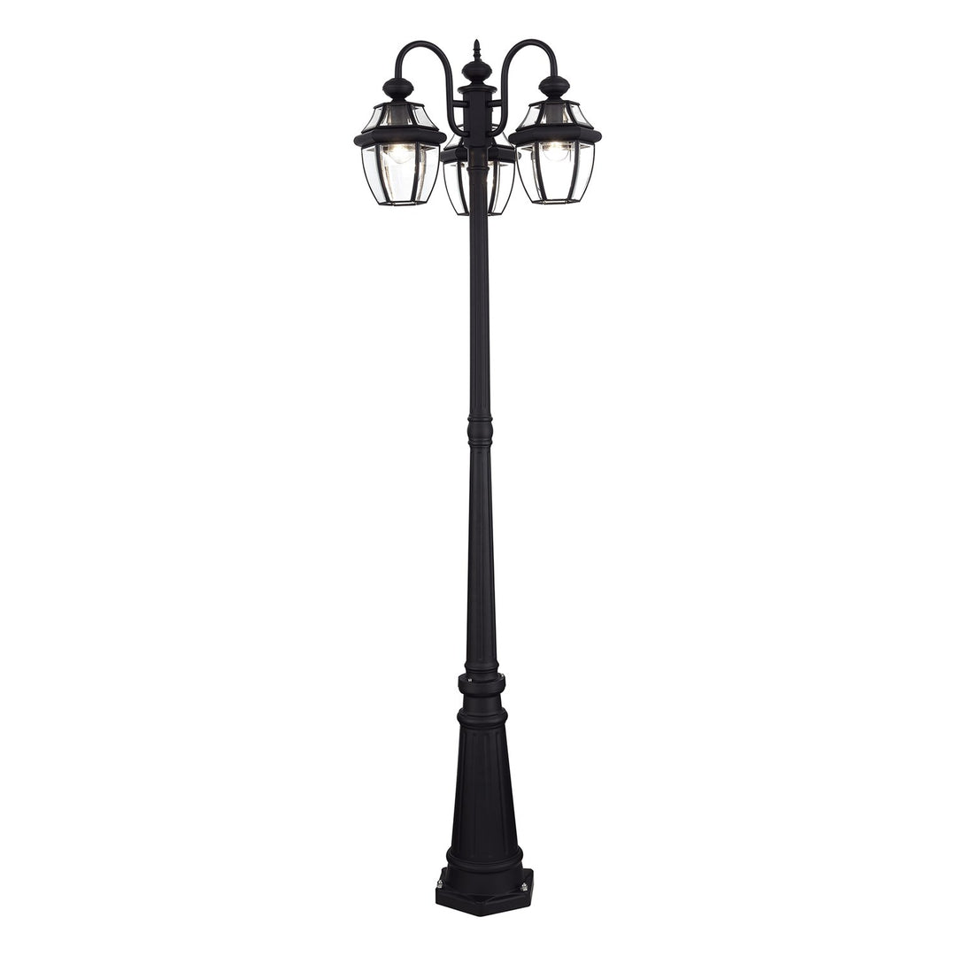Multi Head Black Outdoor Post Light With Clear Beveled Glass
