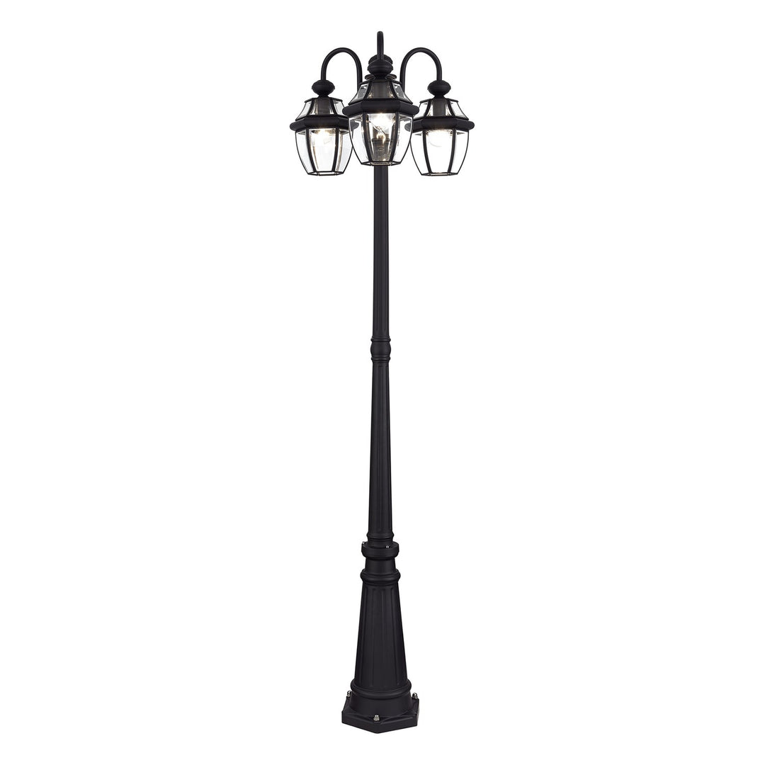 Multi Head Black Outdoor Post Light With Clear Beveled Glass