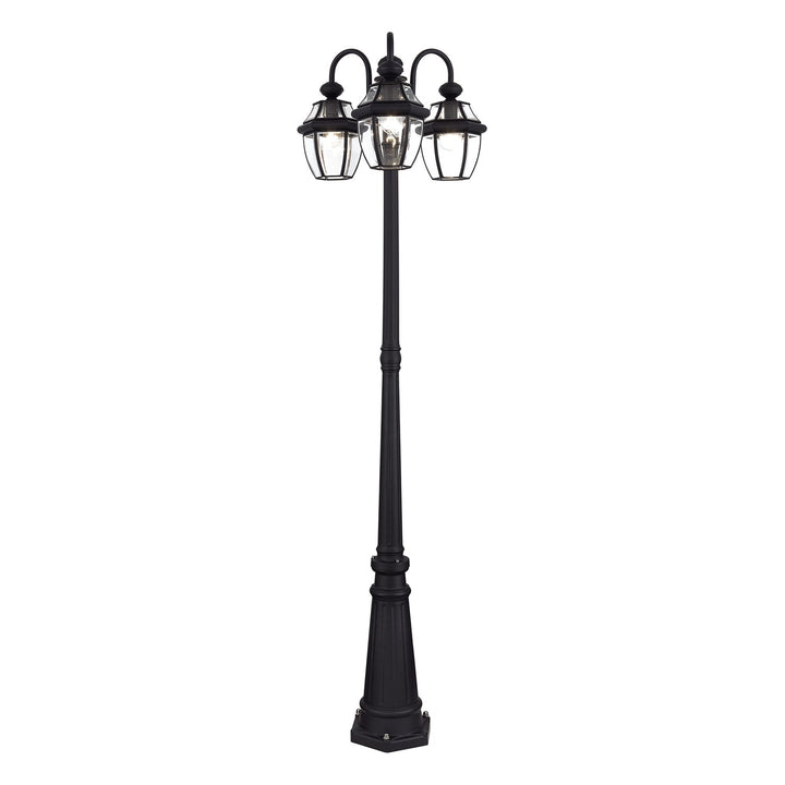 Multi Head Black Outdoor Post Light With Clear Beveled Glass