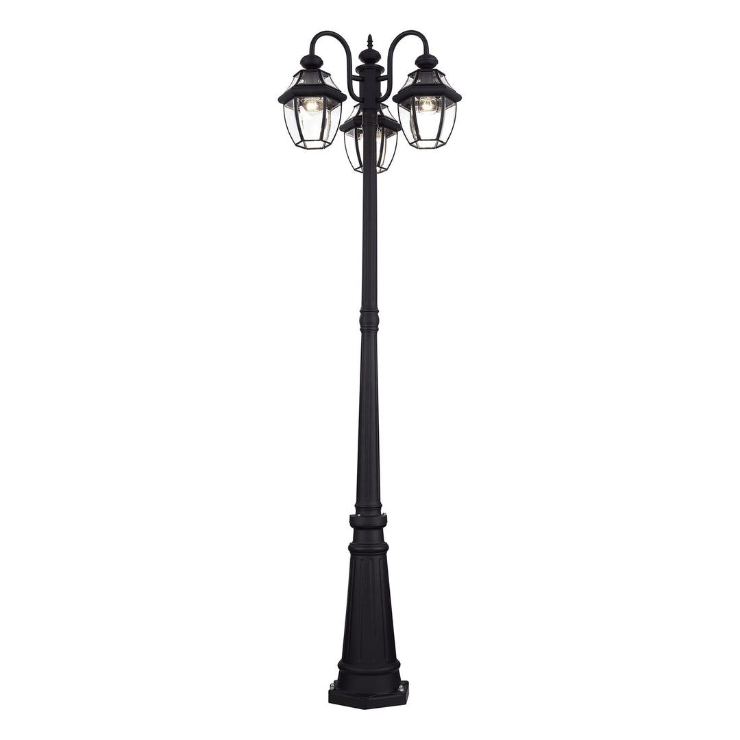 Multi Head Black Outdoor Post Light With Clear Beveled Glass