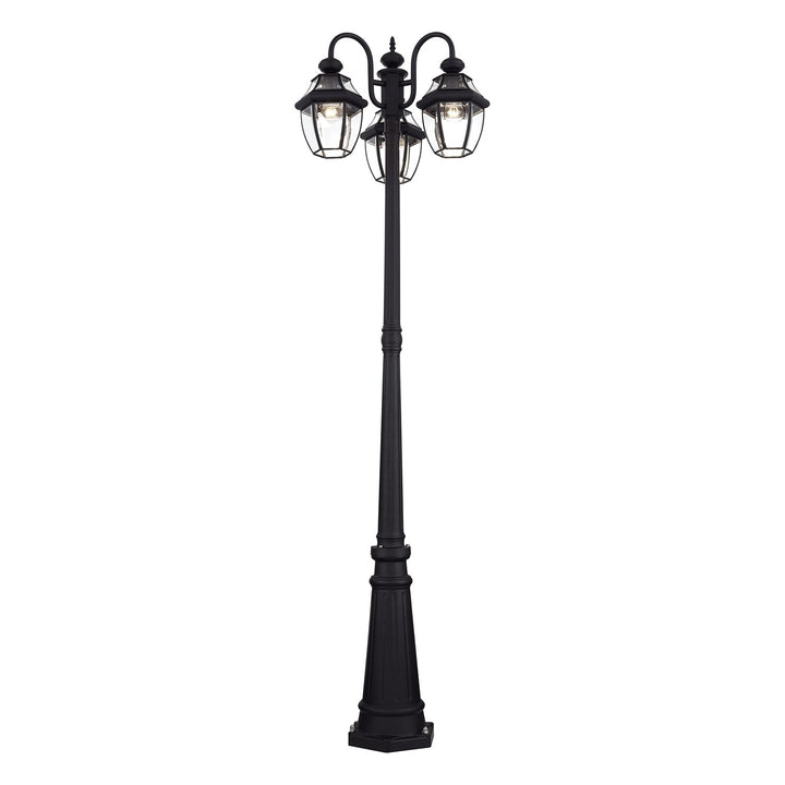 Multi Head Black Outdoor Post Light With Clear Beveled Glass